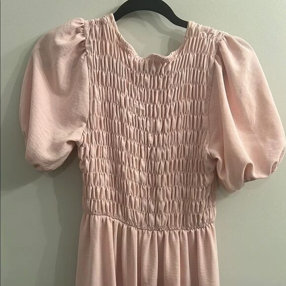 Beeson River Blush Pink Short Sleeve Smocked Maxi Dress Size M - Picture 5 of 7